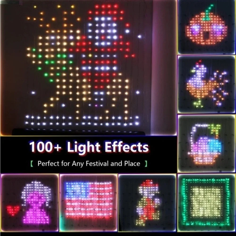 Avatar Patterns Programmable Music Sync Curtain String Lights 400 LED 6